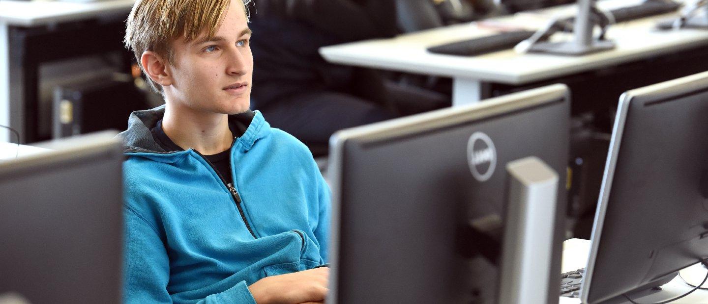 Student working on computer